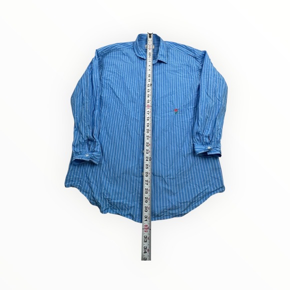 Universal Thread Womens Blue White Striped Oversized Button Down Rose Shirt M - Picture 6 of 9